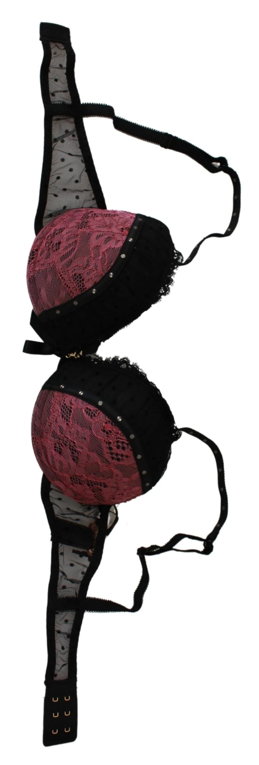 Roberto Cavalli Black Pink Lace Push Up Bra Underwear - IT1 | XS - Bras