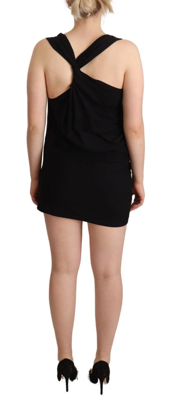 Roberto Cavalli Black Sleeveless Cotton Sheath Mini Dress - Dresses