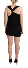 Roberto Cavalli Black Sleeveless Cotton Sheath Mini Dress - Dresses