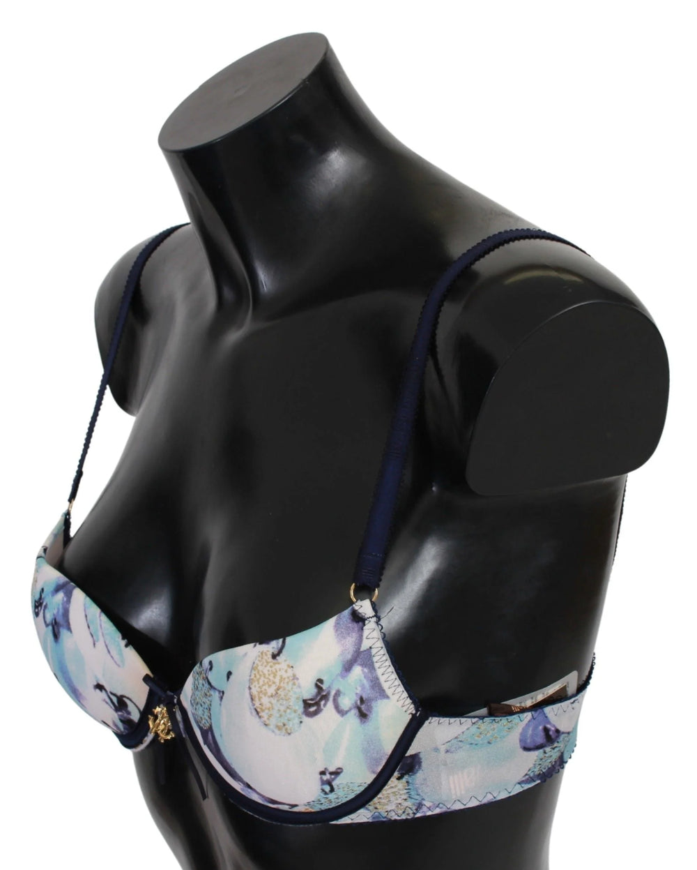 Roberto Cavalli Blue Printed Nylon Reggiseno Bra Underwear - IT1 | XS - Bras