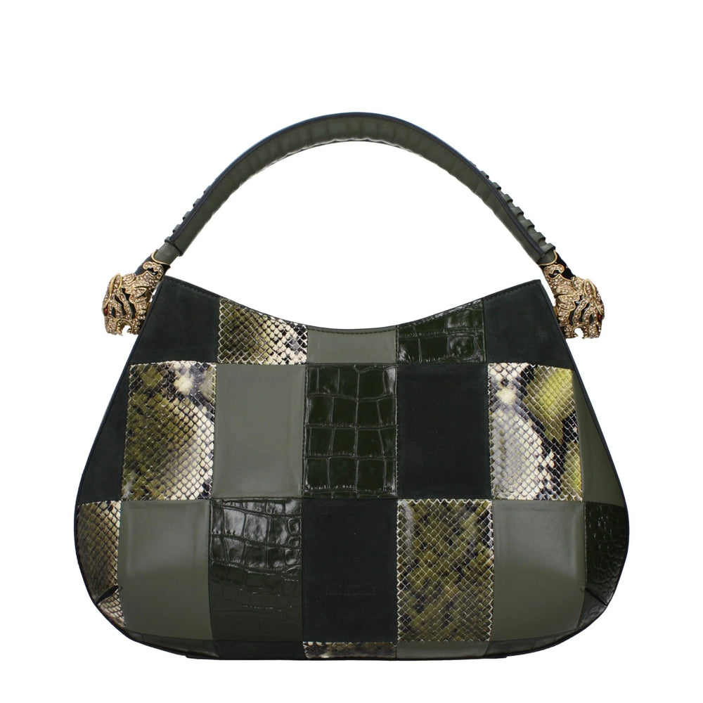 Roberto Cavalli Green Leather Handbag