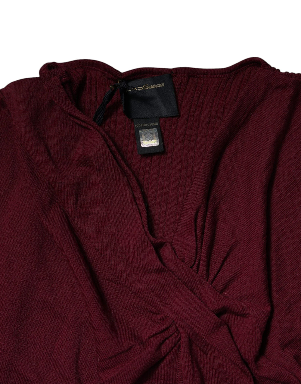 Roberto Cavalli Maroon Jumper Keyhole Knit Pullover Sweater - IT46|XL - Sweaters