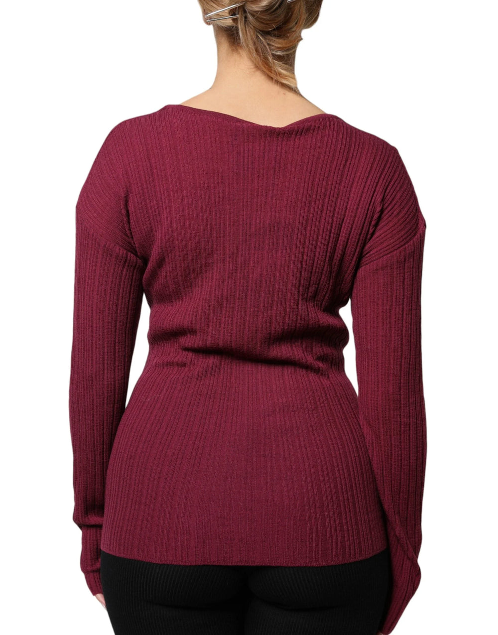 Roberto Cavalli Maroon Jumper Keyhole Knit Pullover Sweater - IT46|XL - Sweaters