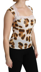 Roberto Cavalli White Brown Camisole Underwear Blouse - Camisoles