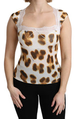 Roberto Cavalli White Brown Camisole Underwear Blouse - Camisoles