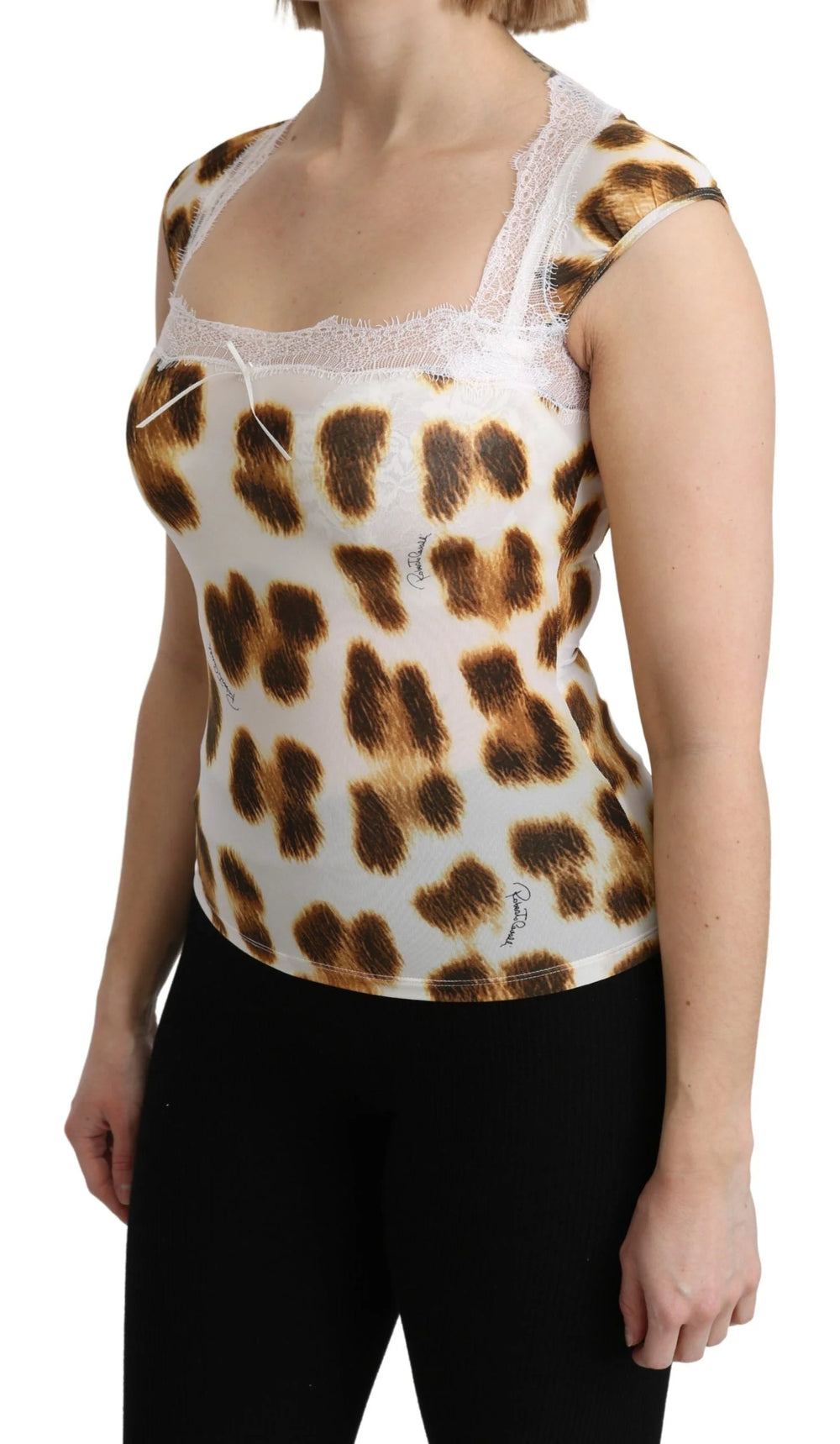 Roberto Cavalli White Brown Camisole Underwear Blouse - Camisoles