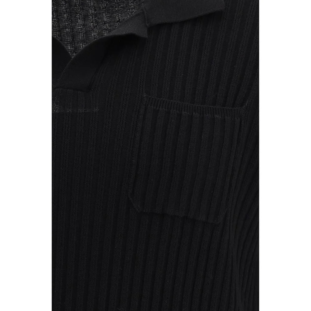 Polo noir en coton Roberto Collina