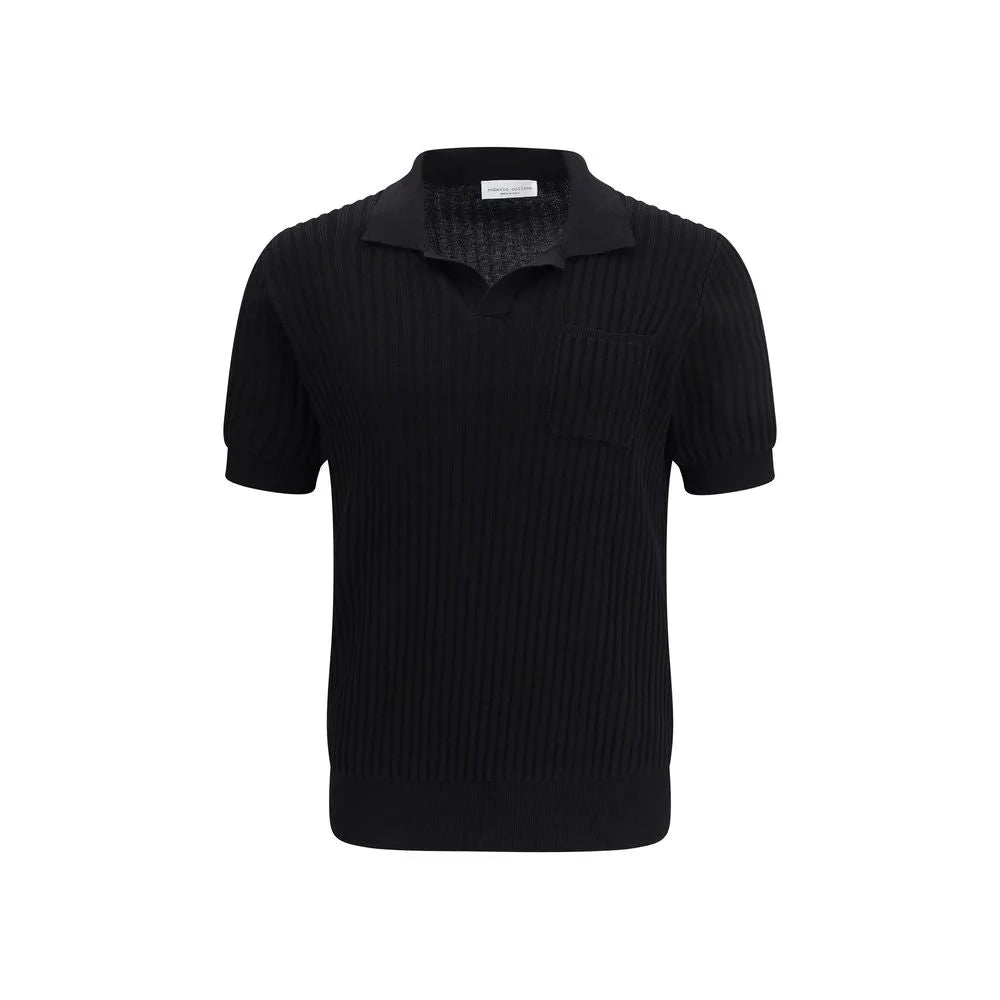 Polo noir en coton Roberto Collina