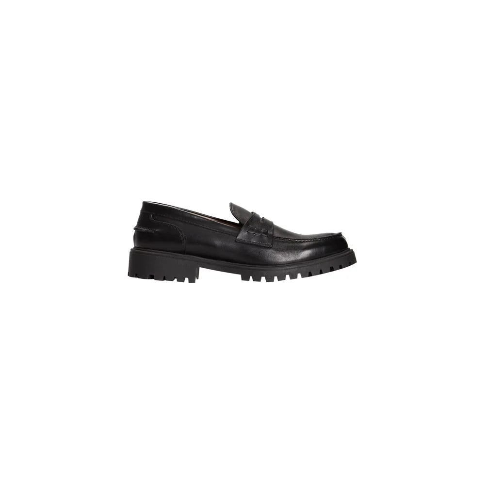 Roberto Pepe Luxury Black Calfskin Men Loafer - Flats