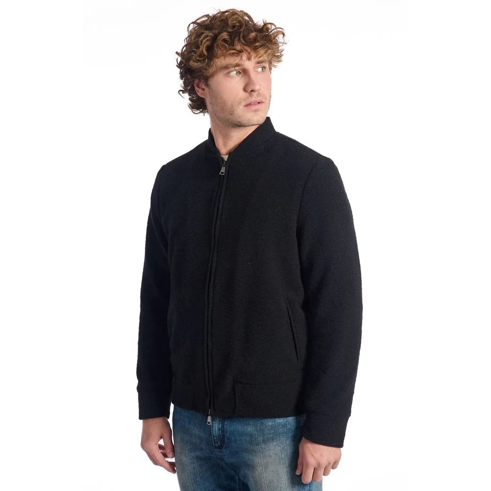 Roberto Pepe Luxury Black Wool Men’s Jacket - IT48 | M - Bomber Jackets
