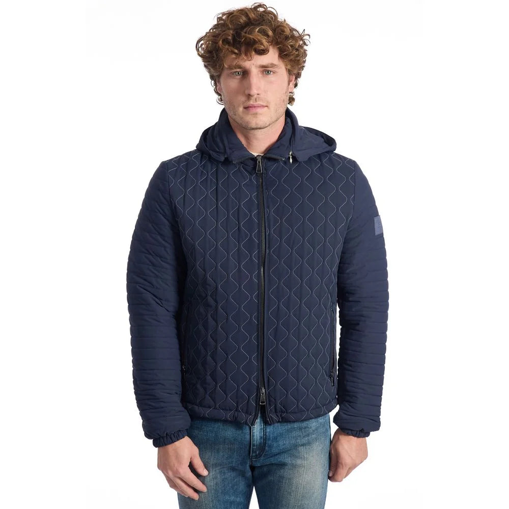 Roberto Pepe Luxury Blue Polyamide Men’s Quilted Jacket - IT48 | M - Puffer Jackets