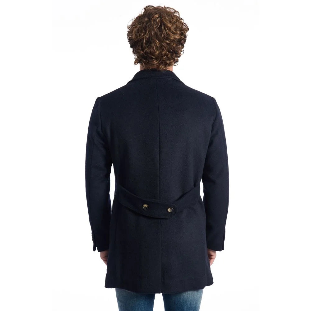 Roberto Pepe Luxury Blue Wool Men Jacket - Overcoats