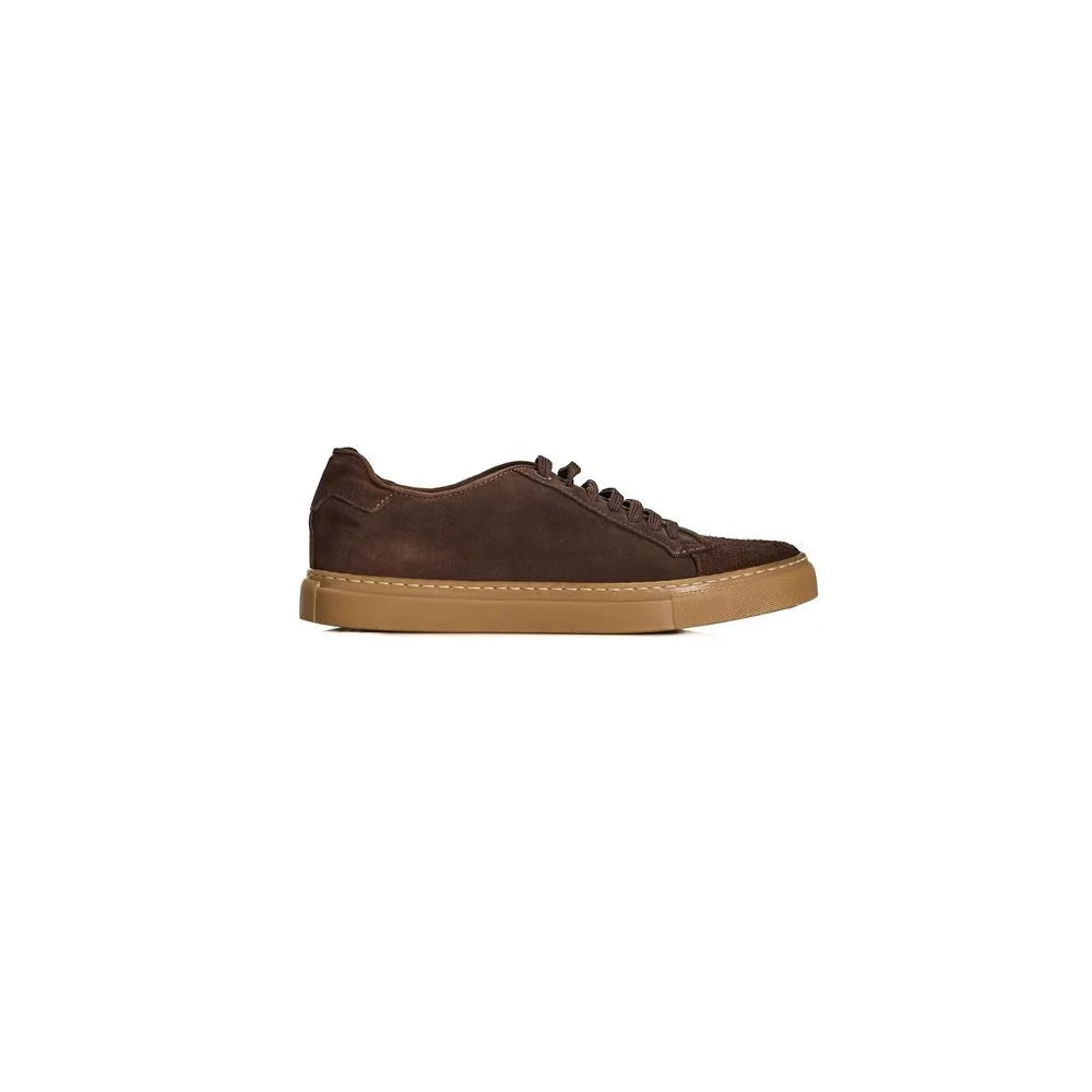 Roberto Pepe Luxury Brown Calfskin Men Sneaker - Sneakers