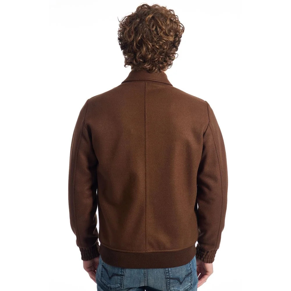 Roberto Pepe Luxury Brown Wool Men Jacket - IT48 | M - Bomber Jackets