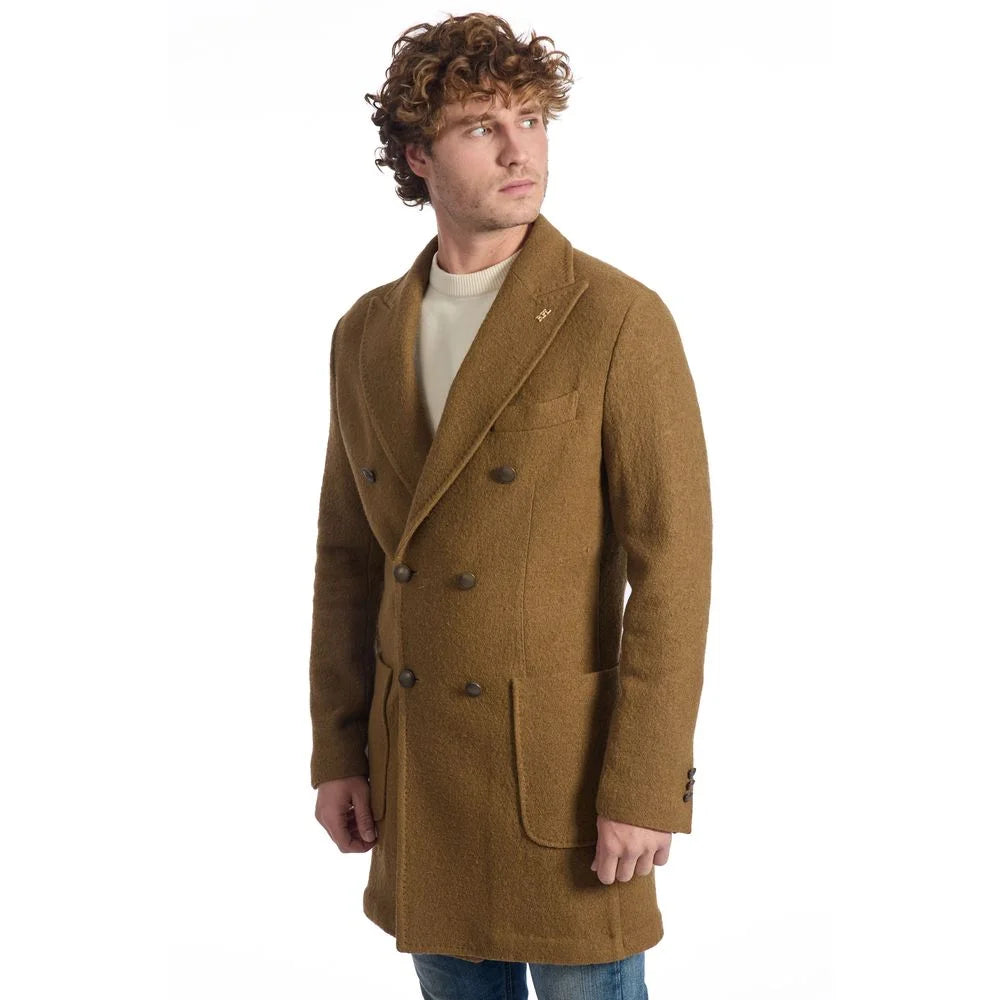 Roberto Pepe Luxury Brown Wool Men Jacket - IT48 | M - Overcoats