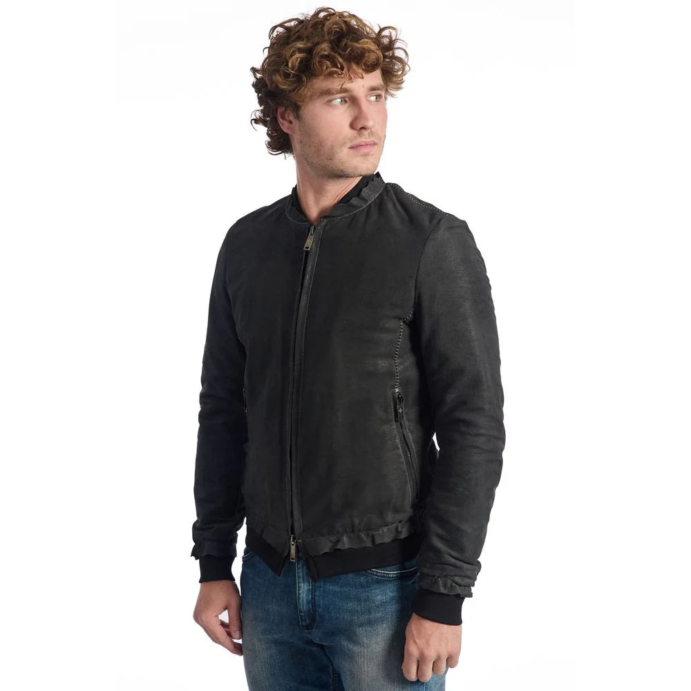 Roberto Pepe Luxury Gray Lambskin Men Jacket - Bomber Jackets
