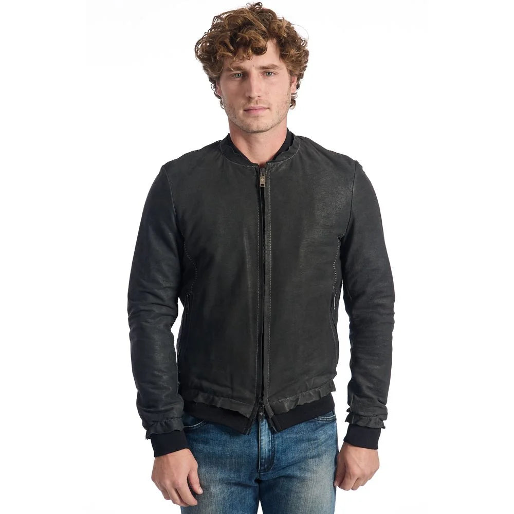Roberto Pepe Luxury Gray Lambskin Men Jacket - Bomber Jackets