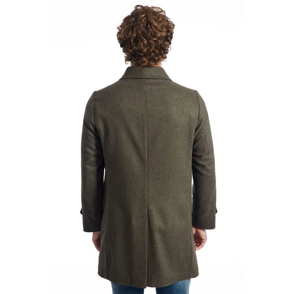 Roberto Pepe Luxury Green Wool Men’s Jacket - Overcoats