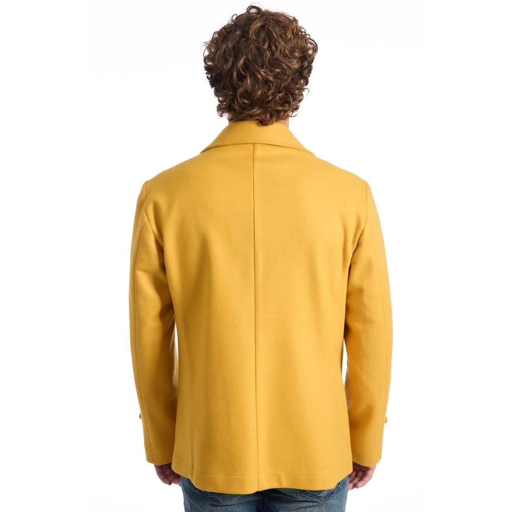 Roberto Pepe Luxury Yellow Wool Men’s Short Coat - Overcoats