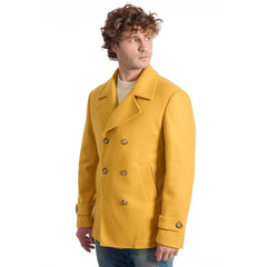 Roberto Pepe Luxury Yellow Wool Men’s Short Coat - Overcoats