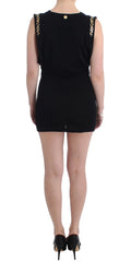 Roccobarocco Black Embellished Jersey Mini Sheath Short Dress - Dresses