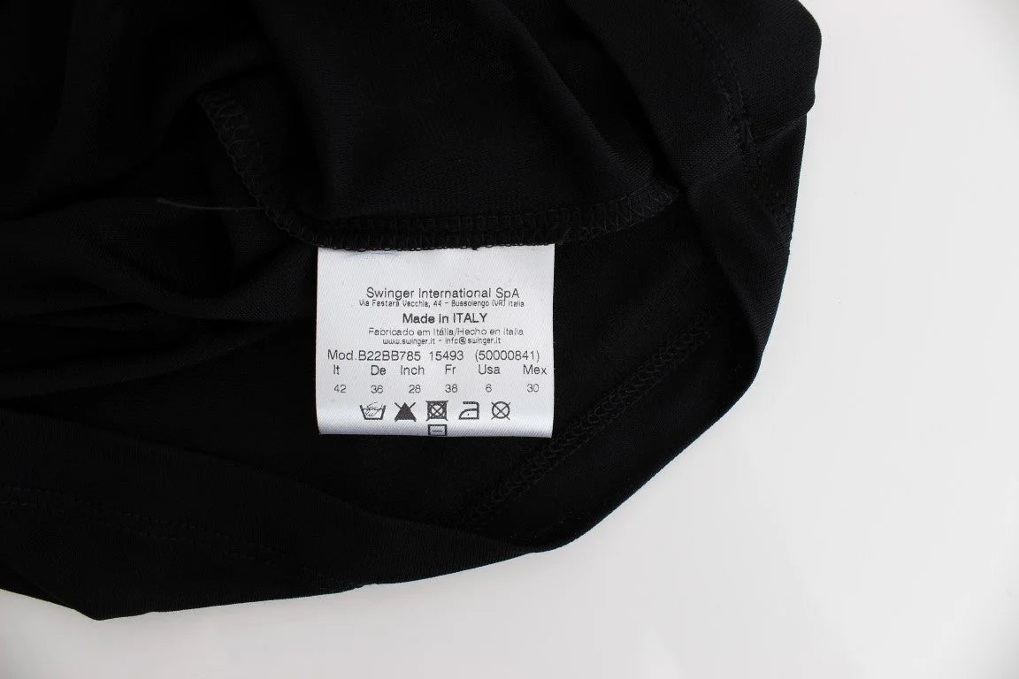 Roccobarocco Black Embellished Jersey Mini Sheath Short Dress - Dresses