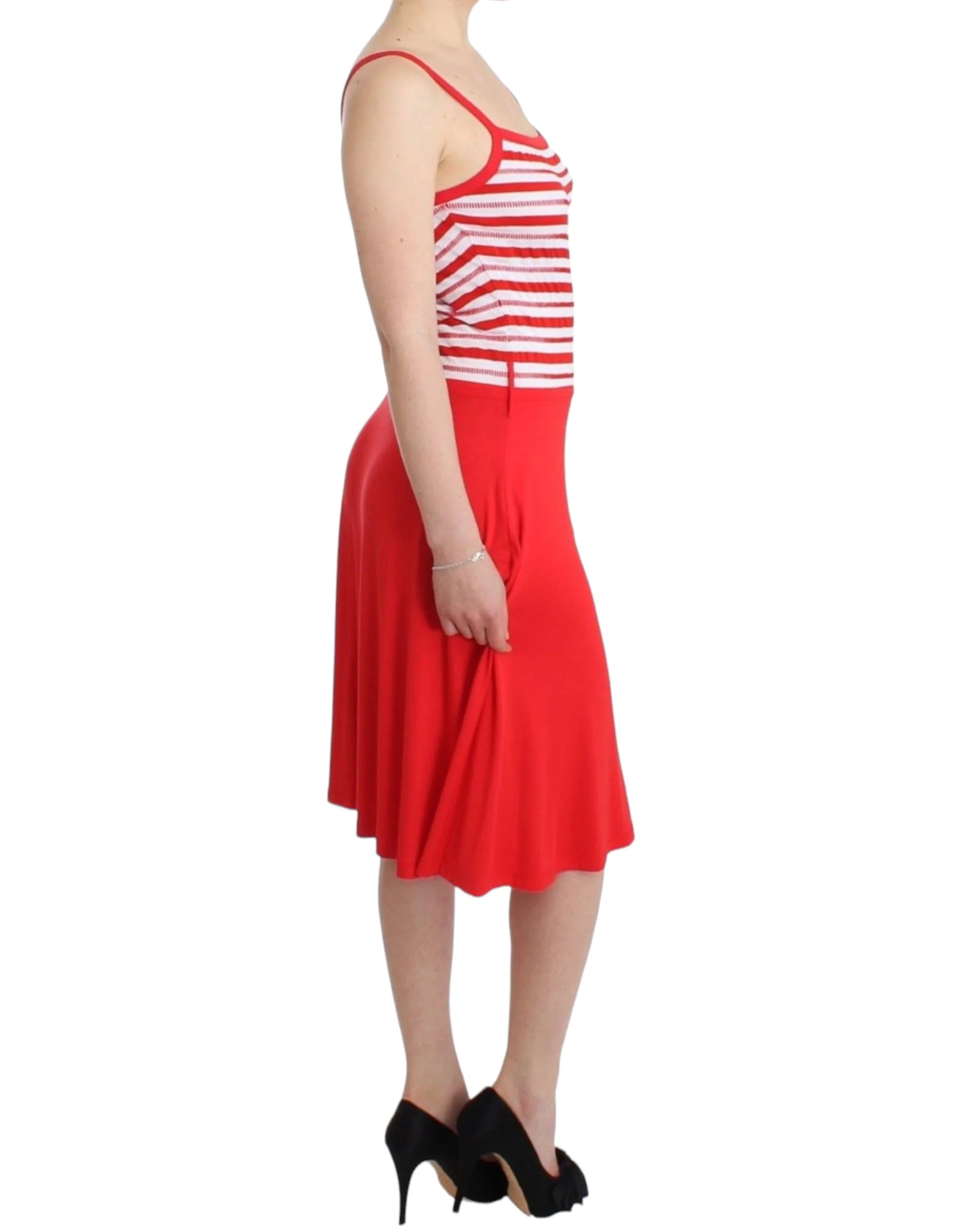 Roccobarocco Red striped jersey A-line dress - IT44|L - Dresses