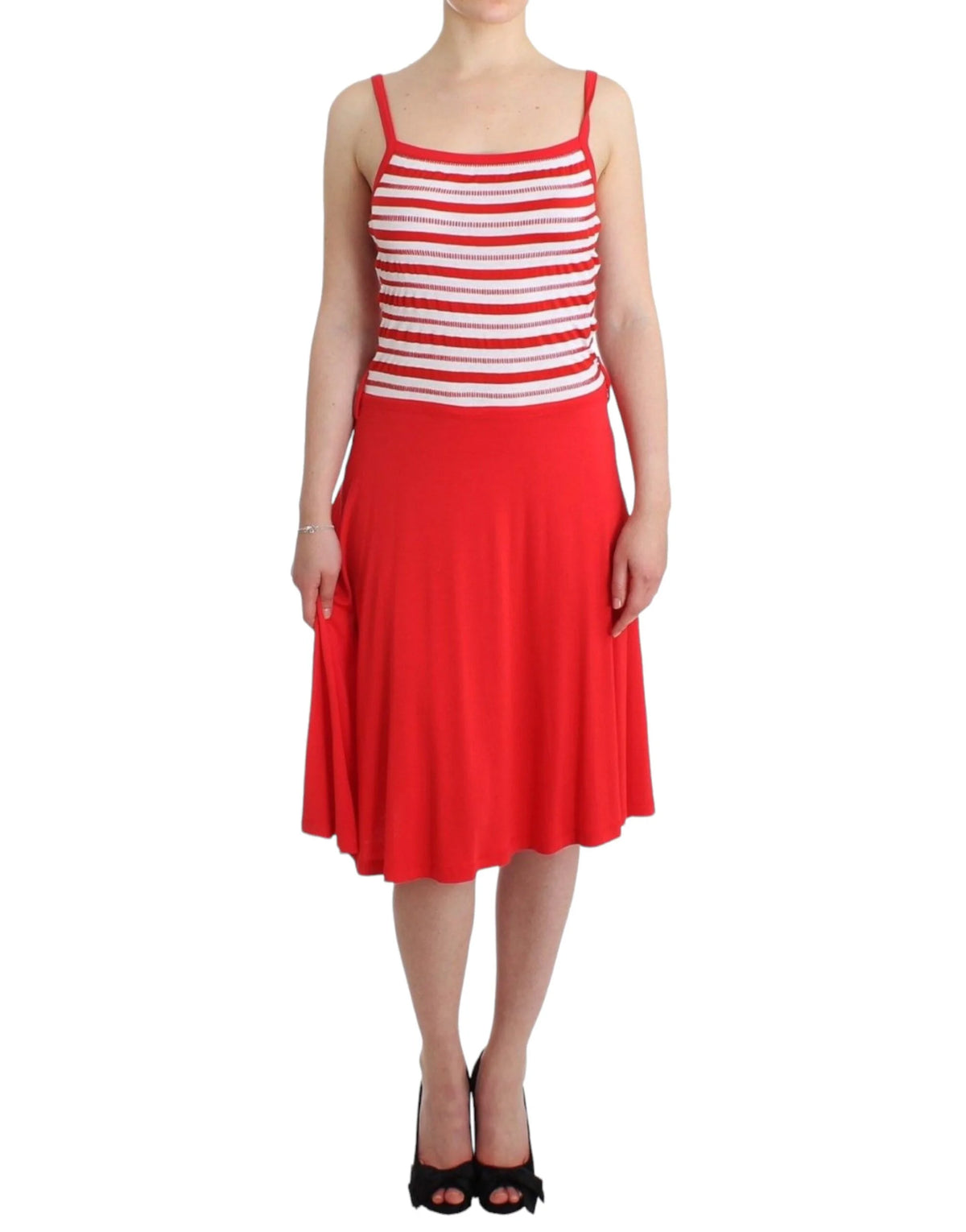 Roccobarocco Red striped jersey A-line dress - IT44|L - Dresses