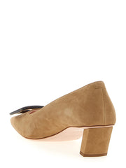 Roger Vivier Beige Goatskin Mid Heel Pumps - EU38/US8