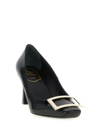 Roger Vivier Black Calfskin Mid Heel Pumps