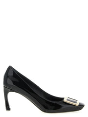 Roger Vivier Black Calfskin Mid Heel Pumps