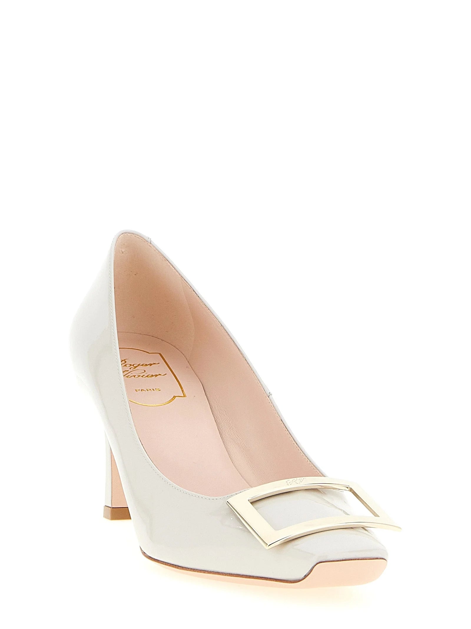Roger Vivier Gray Calfskin Mid Heel Pumps