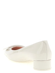 Roger Vivier Gray Calfskin Mid Heel Pumps