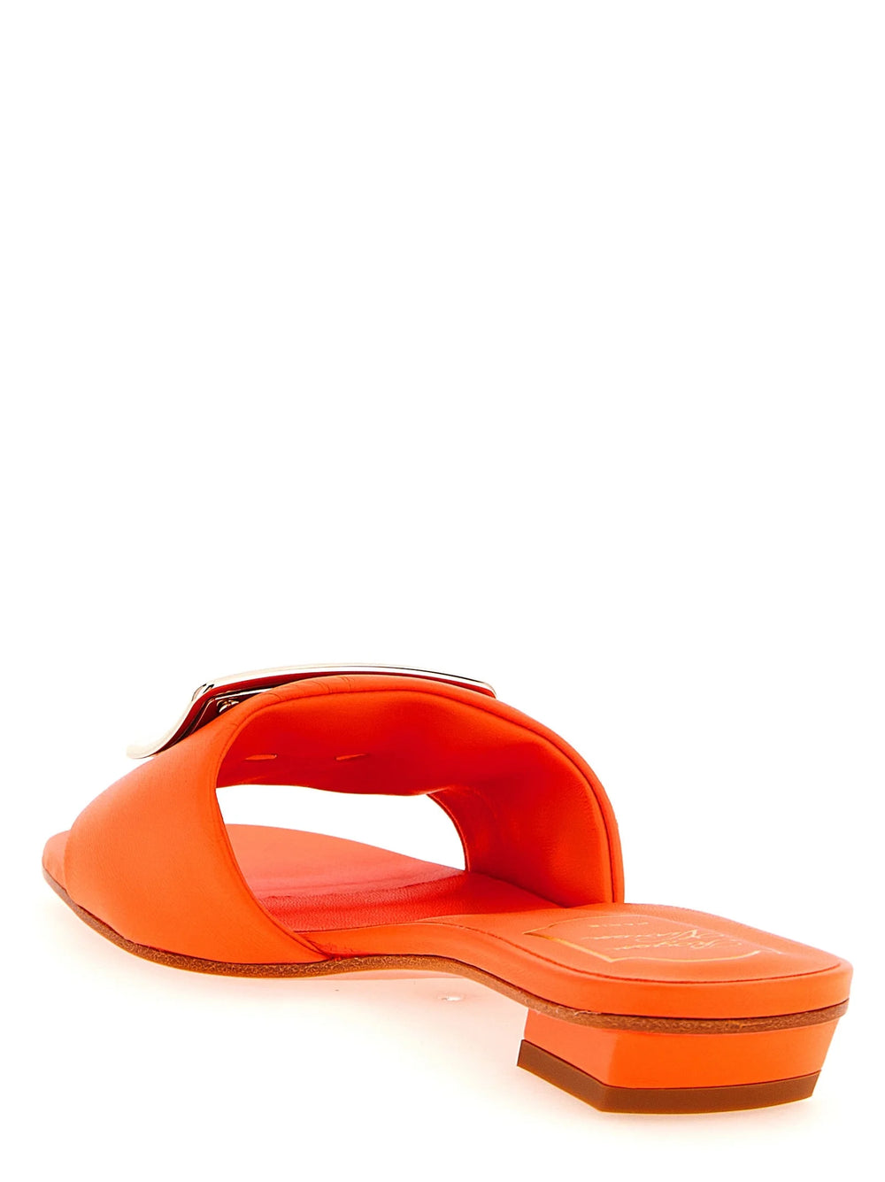 Roger Vivier Orange Lamb Leather Mid Heel Pumps - EU37/US7