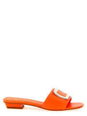 Roger Vivier Orange Lamb Leather Mid Heel Pumps - EU37/US7