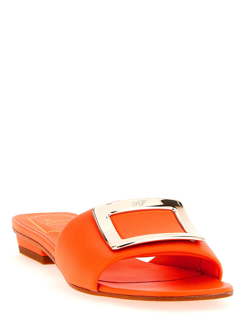 Roger Vivier Orange Lamb Leather Mid Heel Pumps - EU37/US7