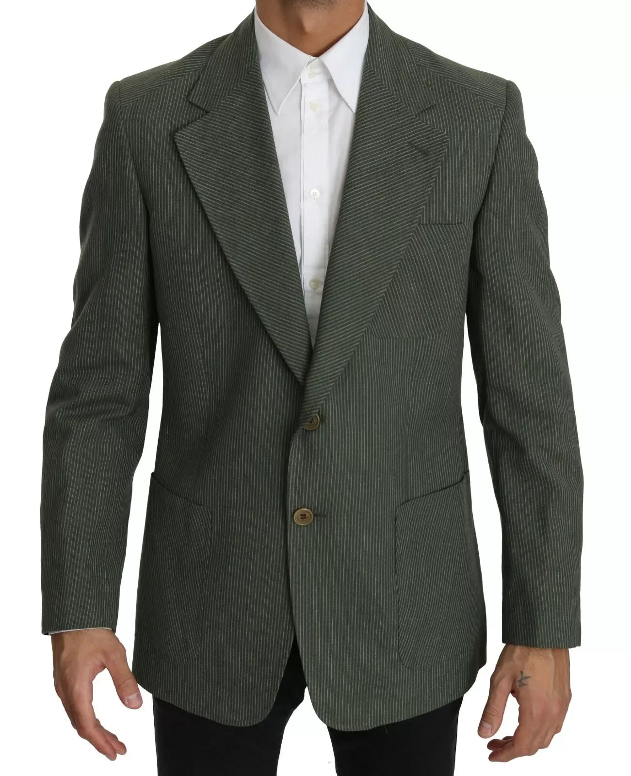 Romeo Gigli Green Linen Blazer One Piece Single Breasted Jacket - IT50 | L - Sport Jackets