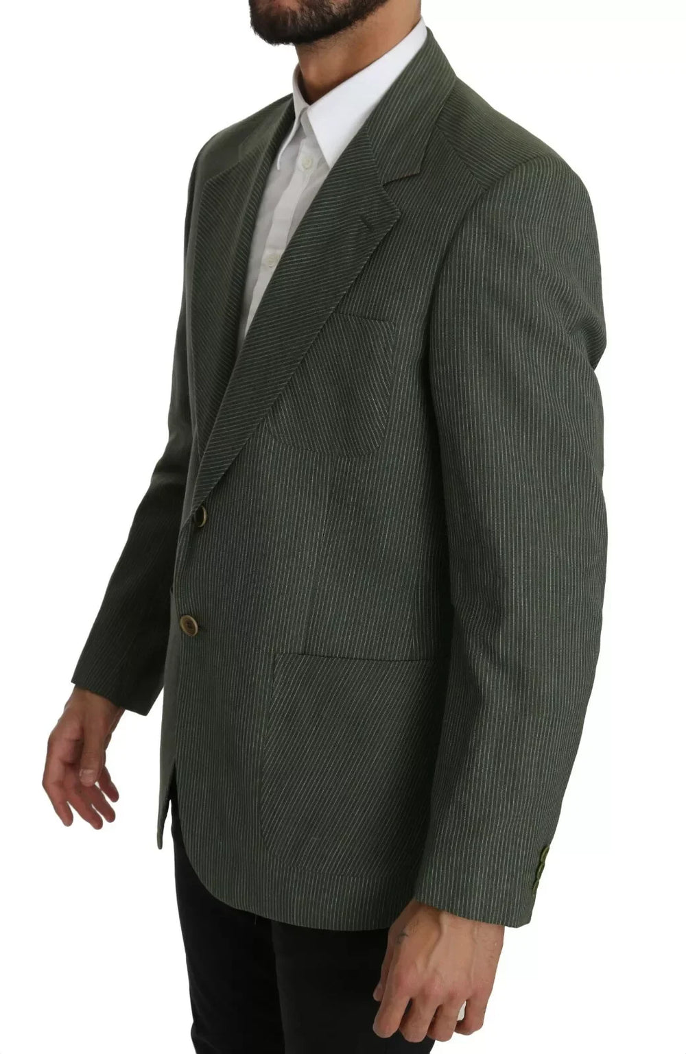 Romeo Gigli Green Linen Blazer One Piece Single Breasted Jacket - IT50 | L - Sport Jackets