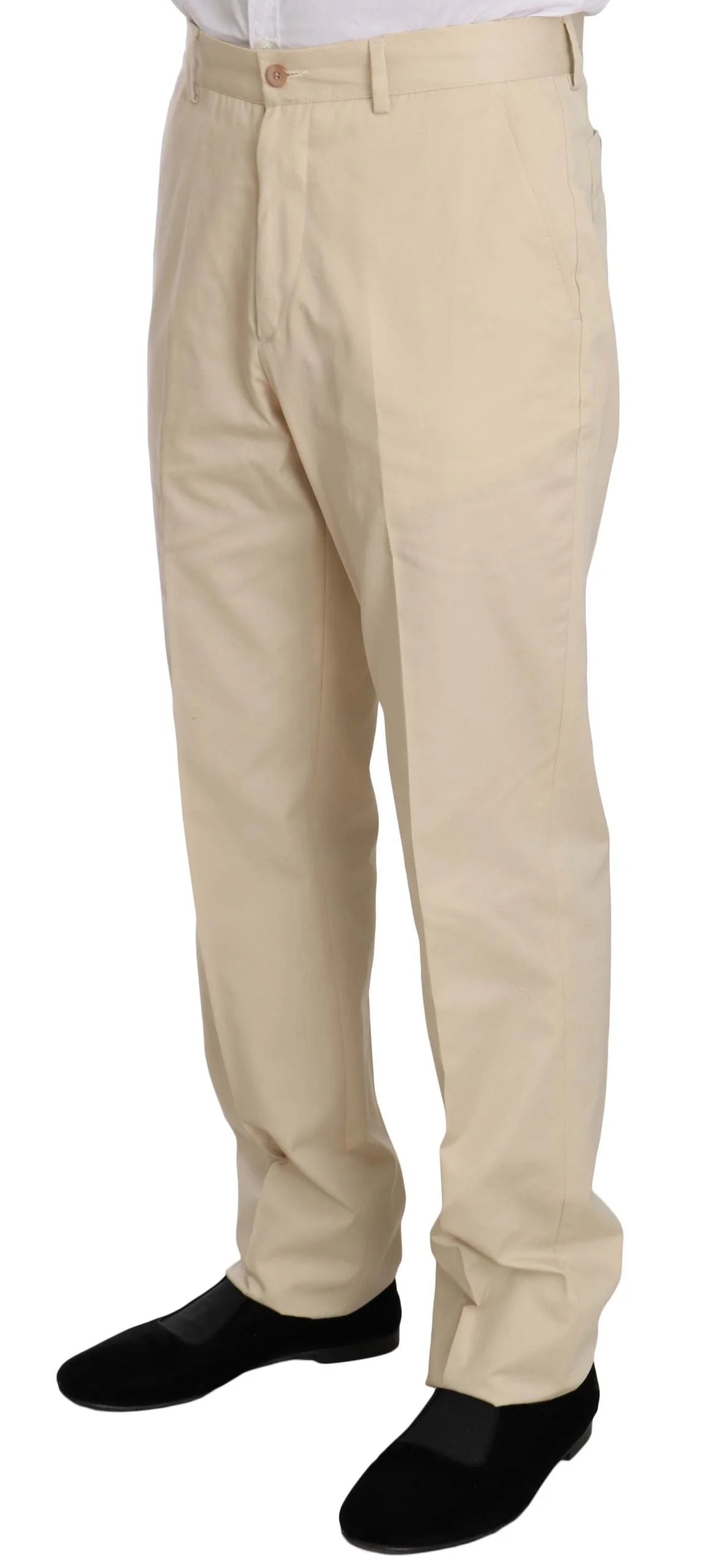 Romeo Gigli Two Piece 3 Button Beige Cotton Solid Suit - IT46 | S - Suits