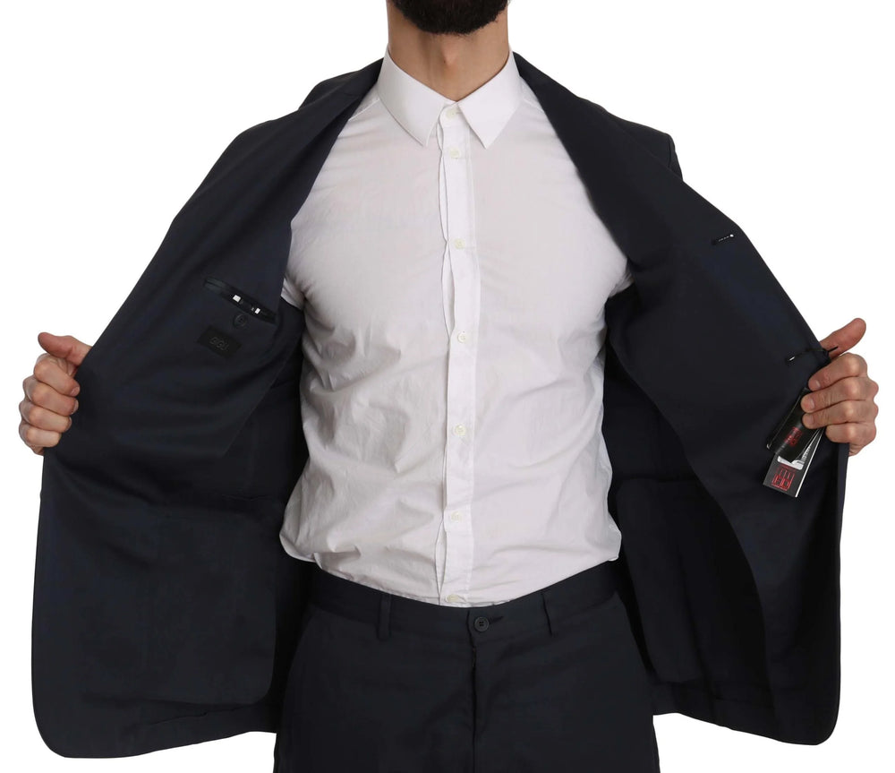 Romeo Gigli Two Piece 3 Button Cotton Blue Solid Suit - IT50 | L - Suits