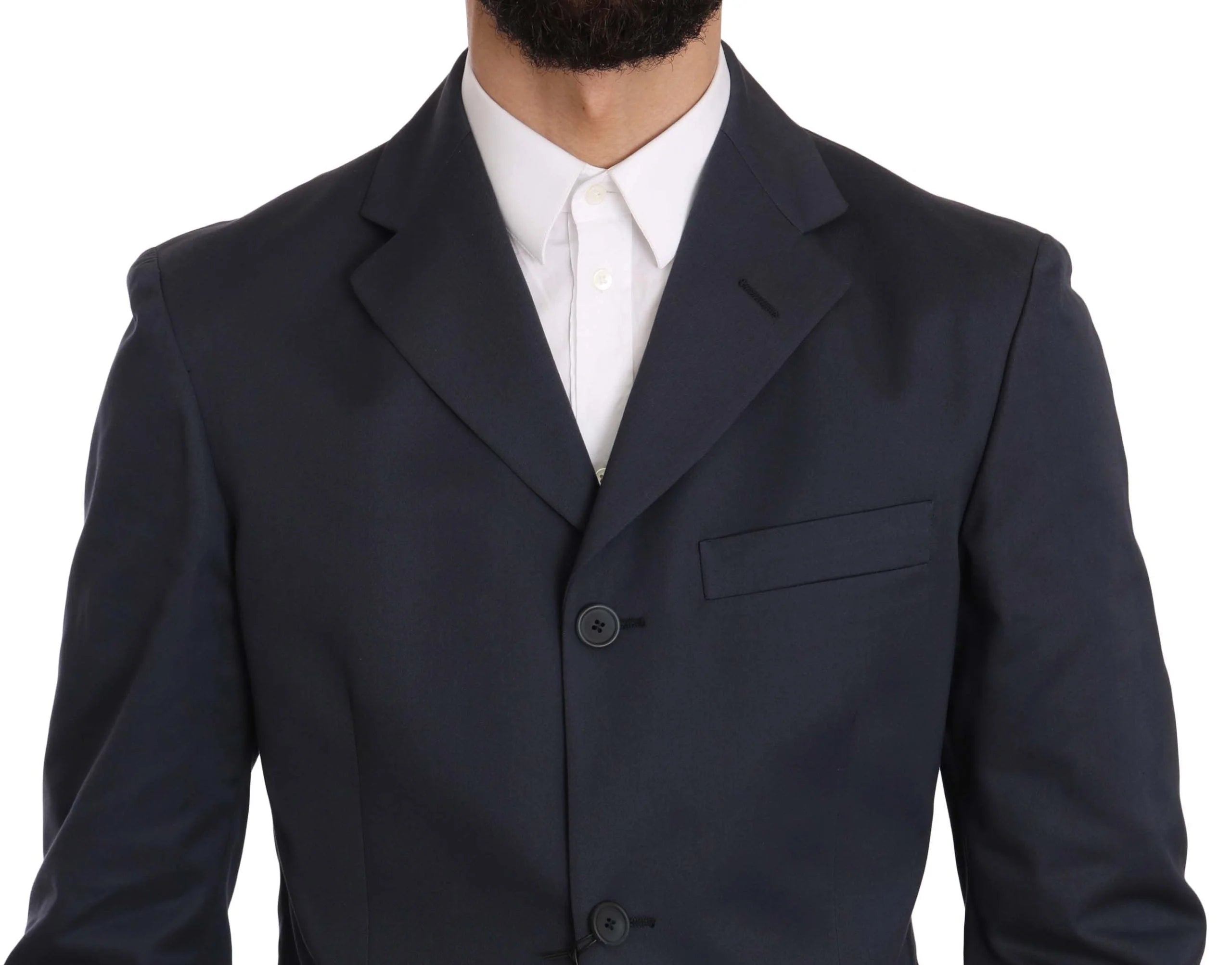 Romeo Gigli Two Piece 3 Button Cotton Blue Solid Suit - IT50 | L - Suits