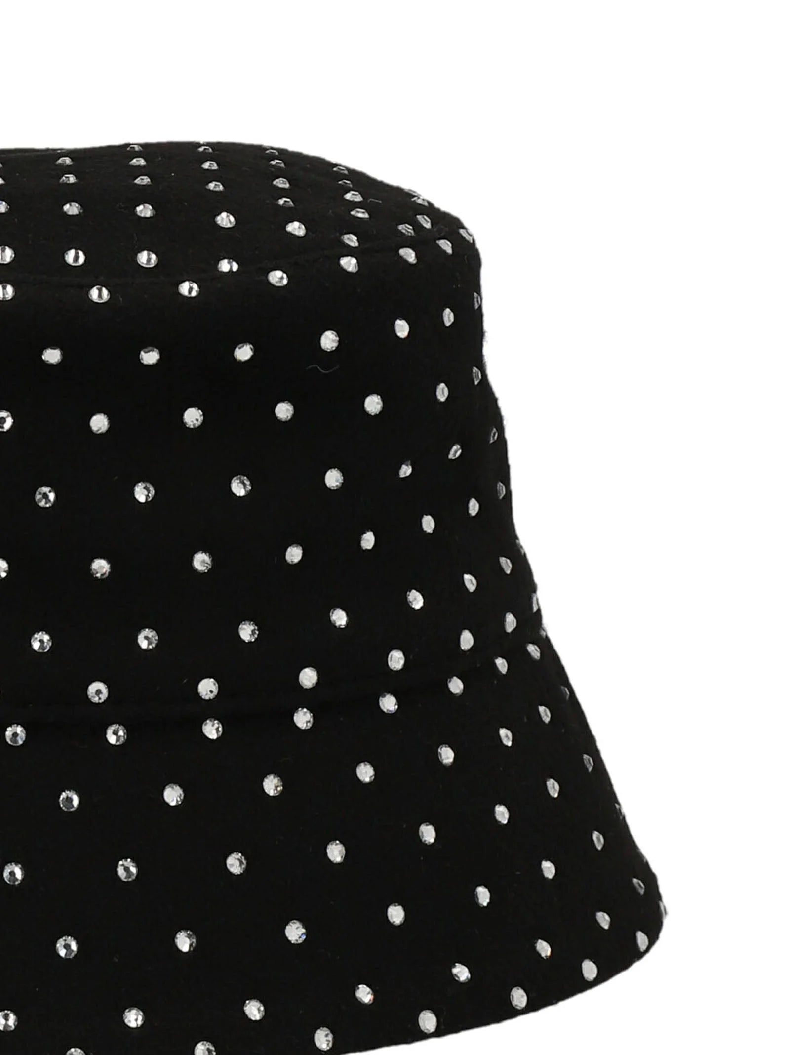 Perfil lateral del sombrero de lana tipo cubo Ruslan Baginskiy en negro, que muestra el ala estructurada y la silueta refinada.