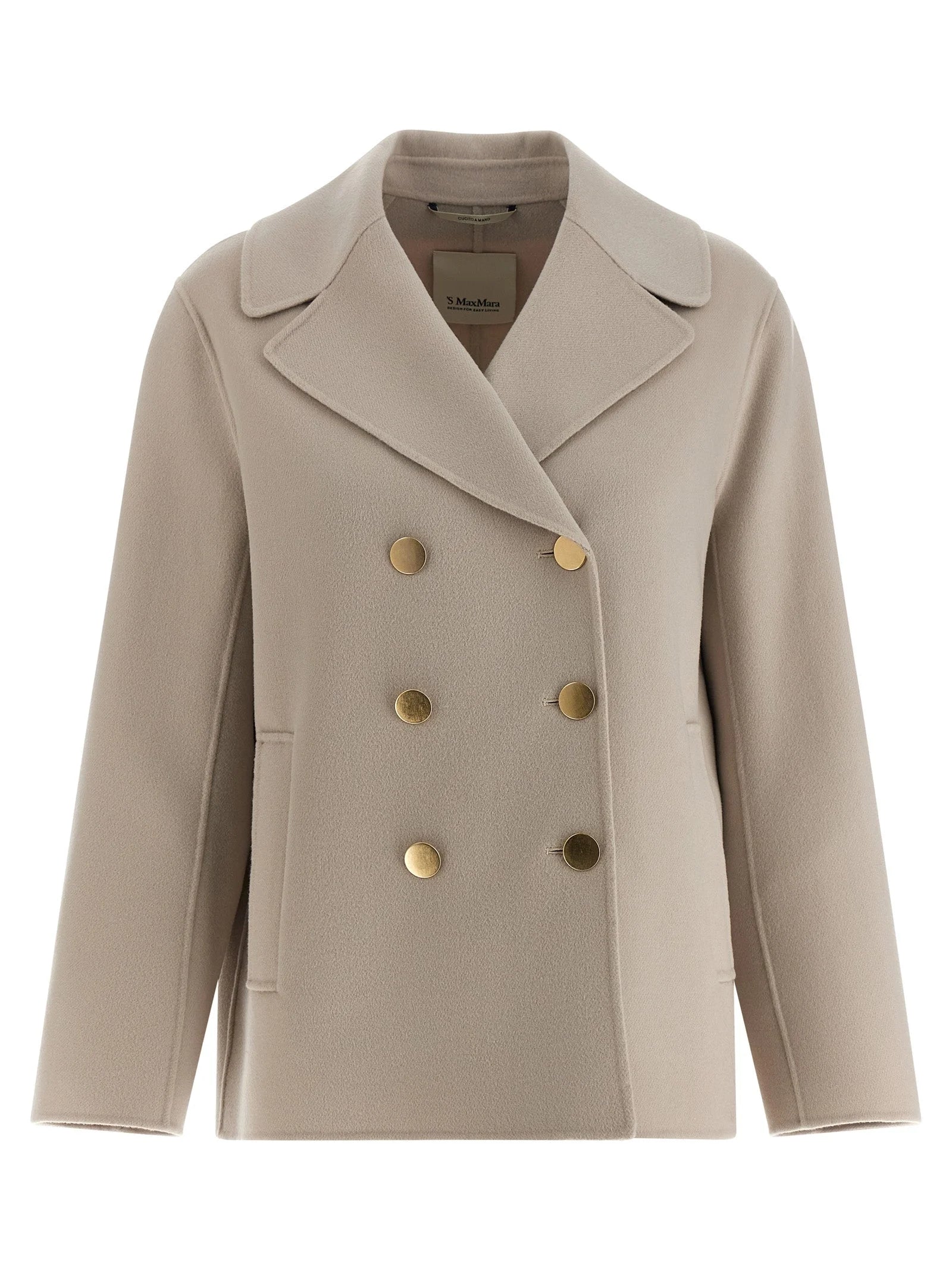 ’S Max Mara Beige Virgin Wool Biker Jacket