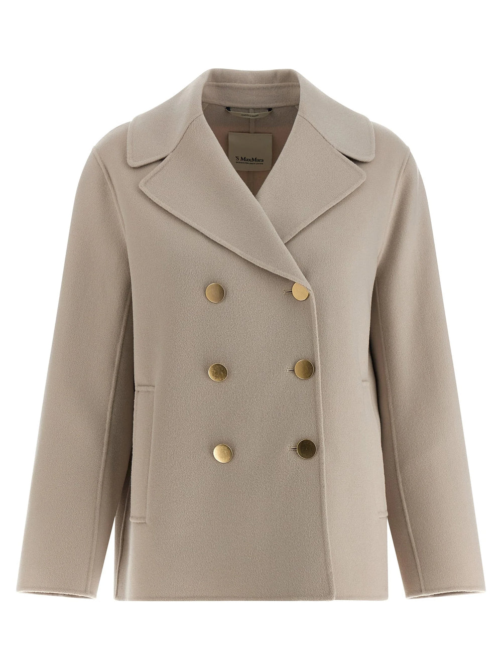 ’S Max Mara Beige Virgin Wool Biker Jacket