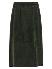 ’S Max Mara Bicolor Lamb Leather Midi Skirt