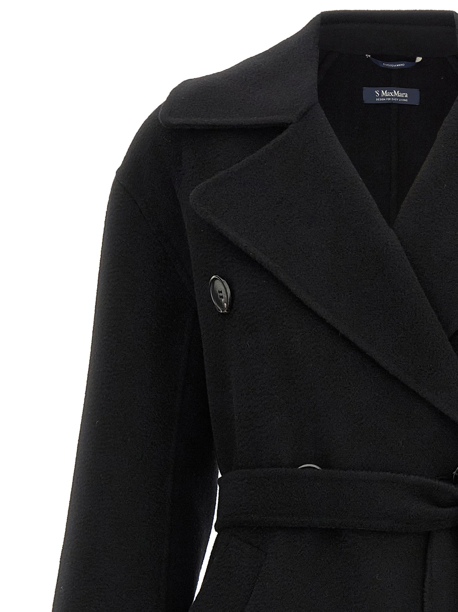 ’S Max Mara Black Virgin Wool Coat