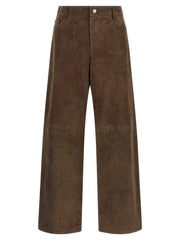’S Max Mara Brown Lamb Leather Casual Pants