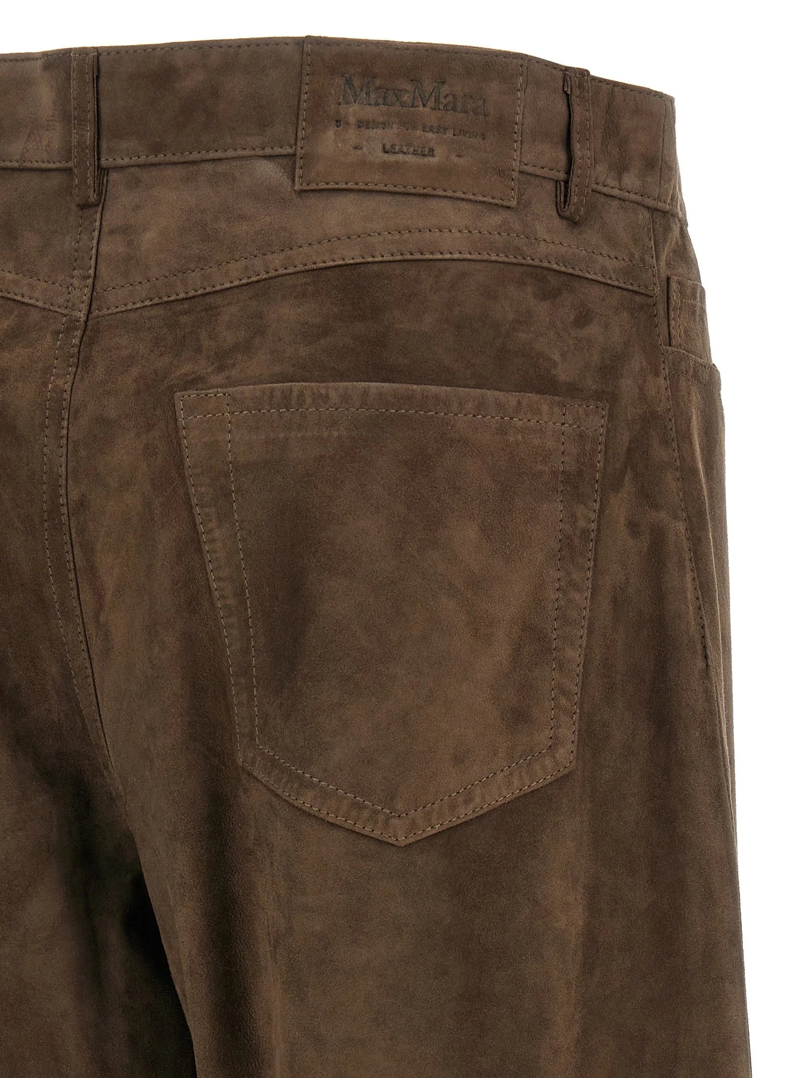 ’S Max Mara Brown Lamb Leather Casual Pants