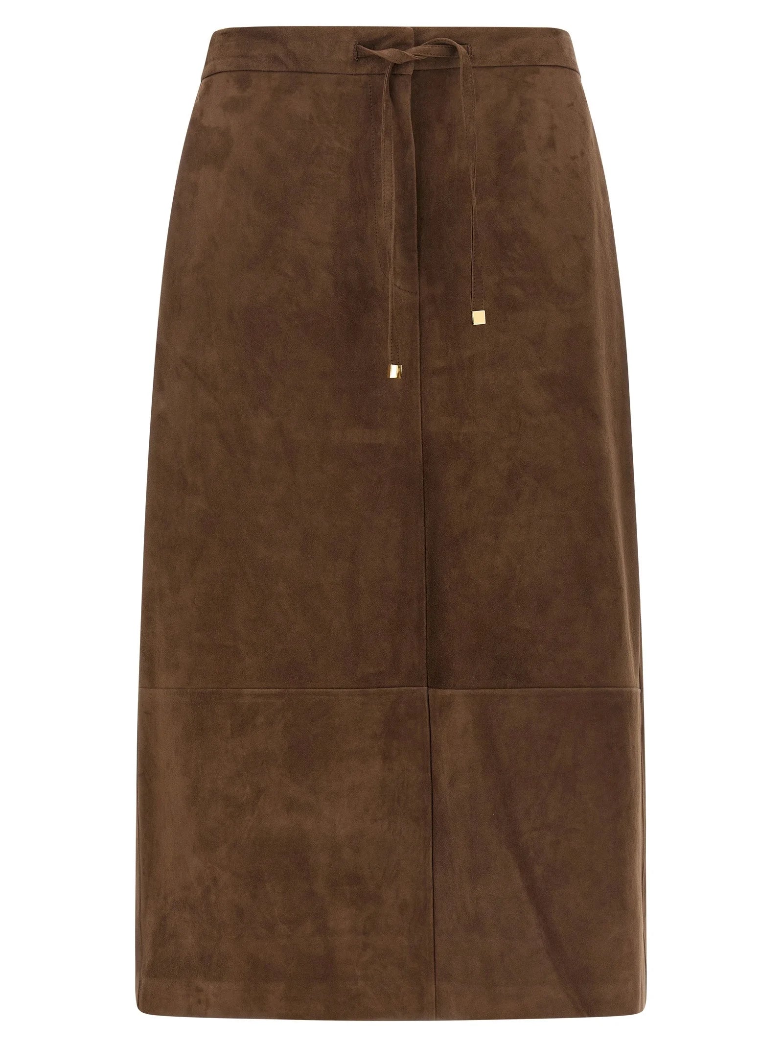 ’S Max Mara Gold Lamb Leather Midi Skirt
