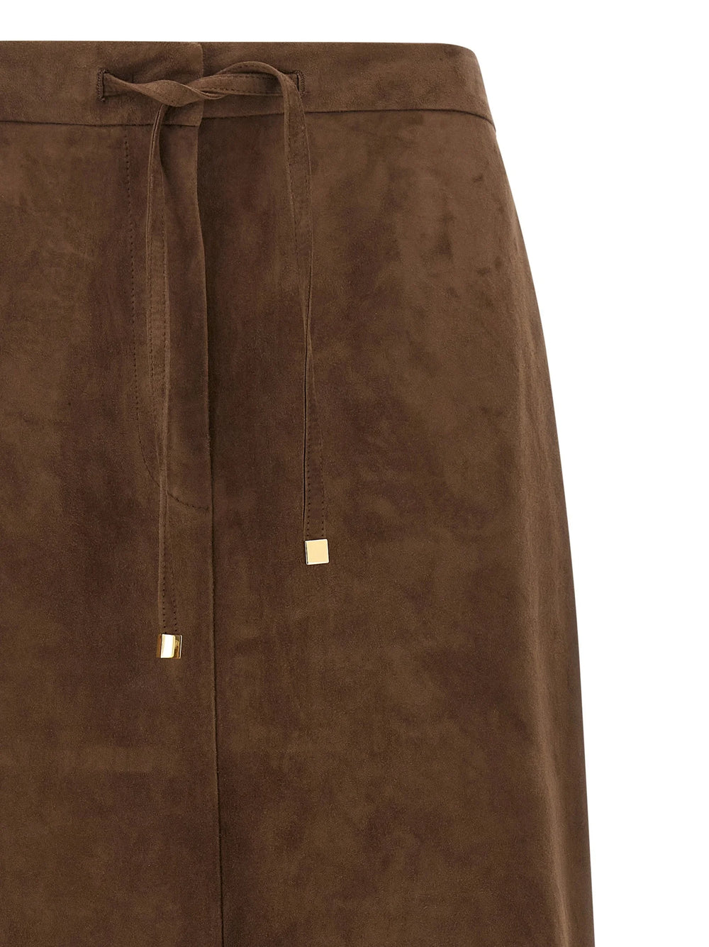 ’S Max Mara Gold Lamb Leather Midi Skirt